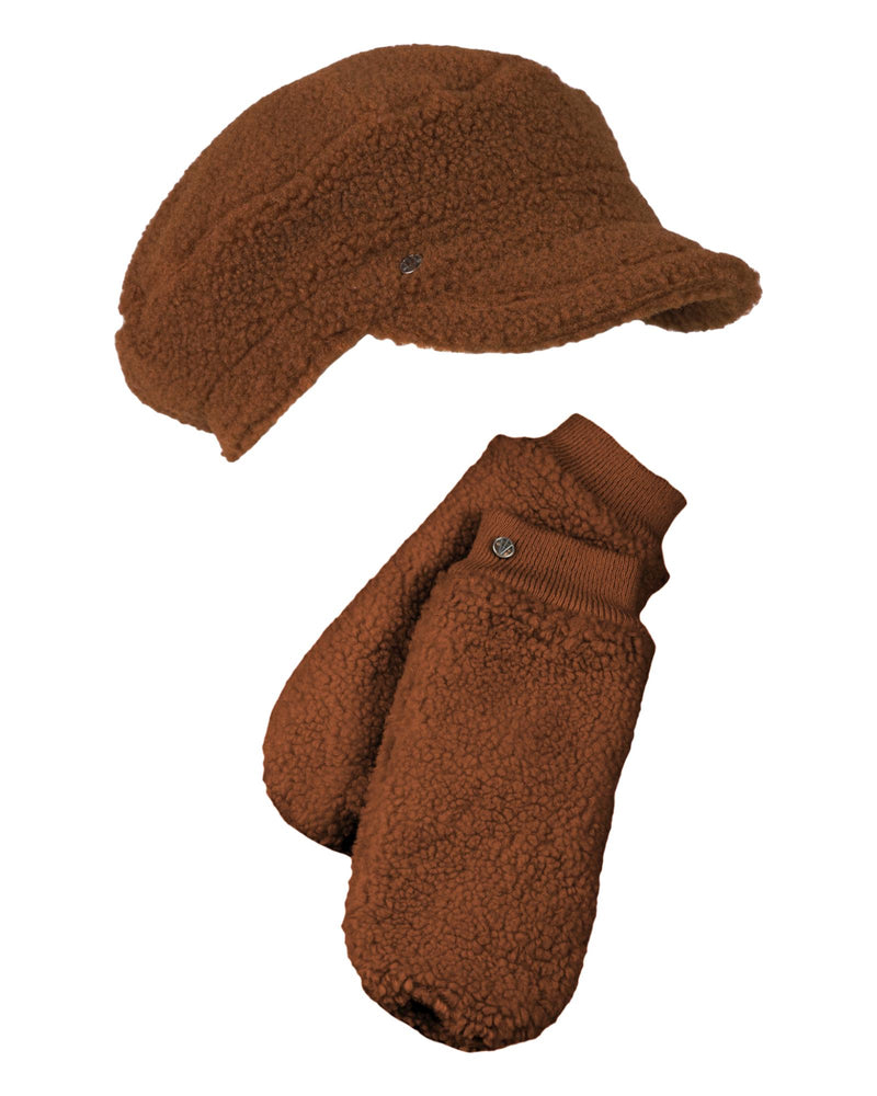 Sale Online Lammfell Imitation Kappe + Handschuh - Braun